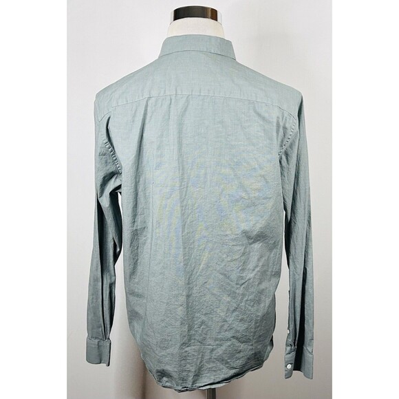 A Frame Large Casual Button Front Shirt Pale Green Cotton Stretch Regular Fit - Picture 5 of 5